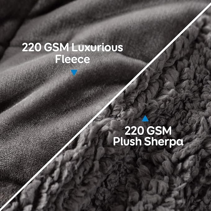 Cottonblue Weighted Blanket 17 lbs Queen Size, Flannel Shaggy Sherpa Weighted Blanket for Adults Comfortable Weighted Blankets for Calming and Relax, Bed Sofa Heavy Blankets, 60x80 inches, Grey