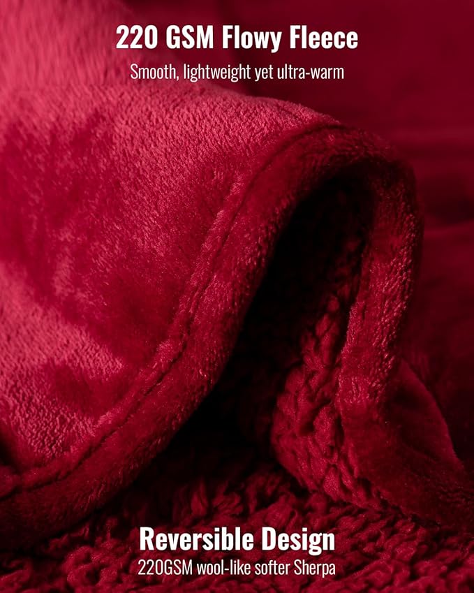 Uttermara Sherpa Fleece Weighted Blanket 20 lbs for Adult, Unicolor Ultra-Soft Fleece and Sherpa, Dual Sided Cozy Plush Blanket for Sofa Bed, 60 x 80 inches, Red
