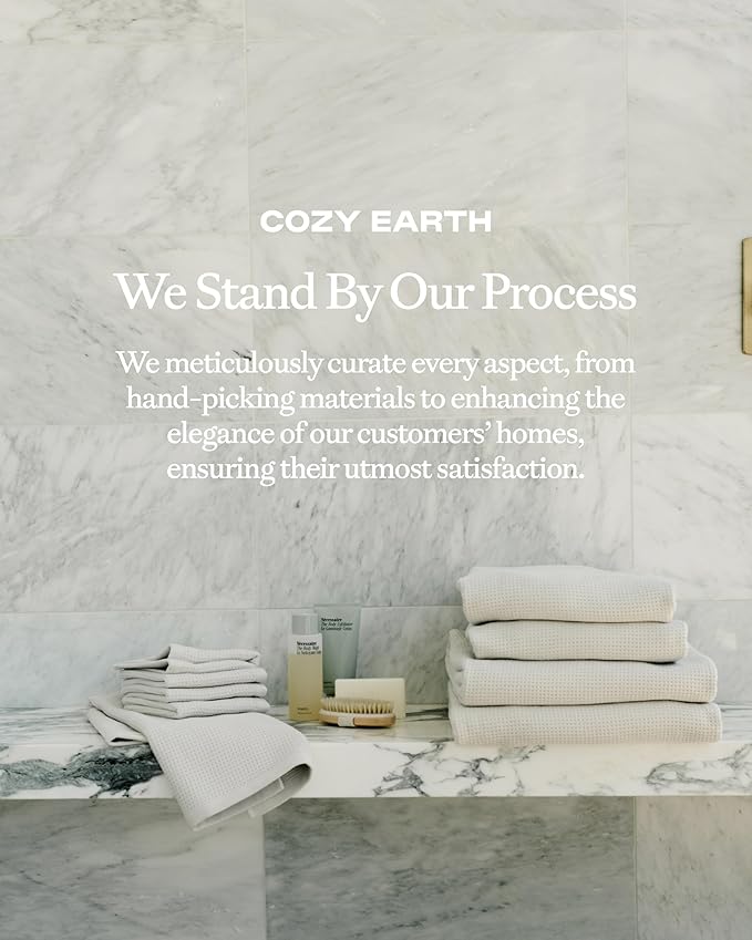 Cozy Earth Waffle Hand Towels - 60% Cotton 40% Viscose from Bamboo Hand Towels 20 x 30 Inches - Soft & Absorbent Terry, Reversible Mini Textured Waffle & Weave Pattern - 2 Pack