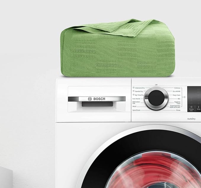 Avalon Bedding 100% Cotton Blankets King Size Thermal Blanket (108"x90") - Perfect Cotton Blanket King Size for Layering Bed in Any Season - Cotton Blankets for Bed (Green)
