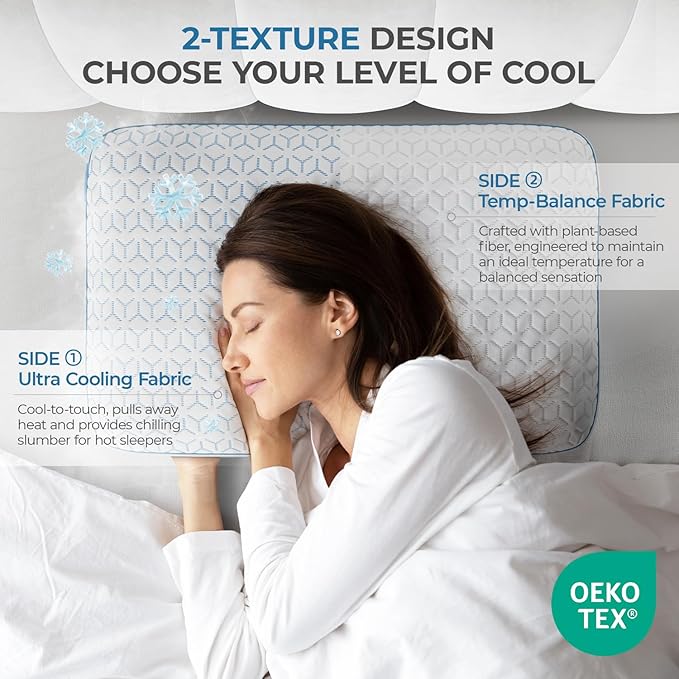 Sweetnight Cooling Pillows King Size Set of 2, Shredded Memory Foam Pillows 2 Pack for Hot Sleepers, Cold Bed Pillows for Sleeping, Washable with Removable Cover, Cool Night