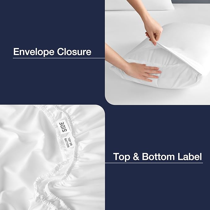 CASUAL LIVING Twin XL Sheets Set 3 Piece Cooling Sheets with 1 Pillowcase Soft Microfiber Hypoallergenic Washable Bed Set Deep Pocket Lightweight Bedding for College Dorm Essentials, Twin XL, White