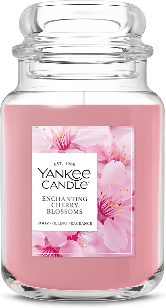 Yankee Candle Enchanted Cherry Blossoms Scented Candle, 22oz Large Jar with up to 150 Hour Burn Time, Giftable, Holidays