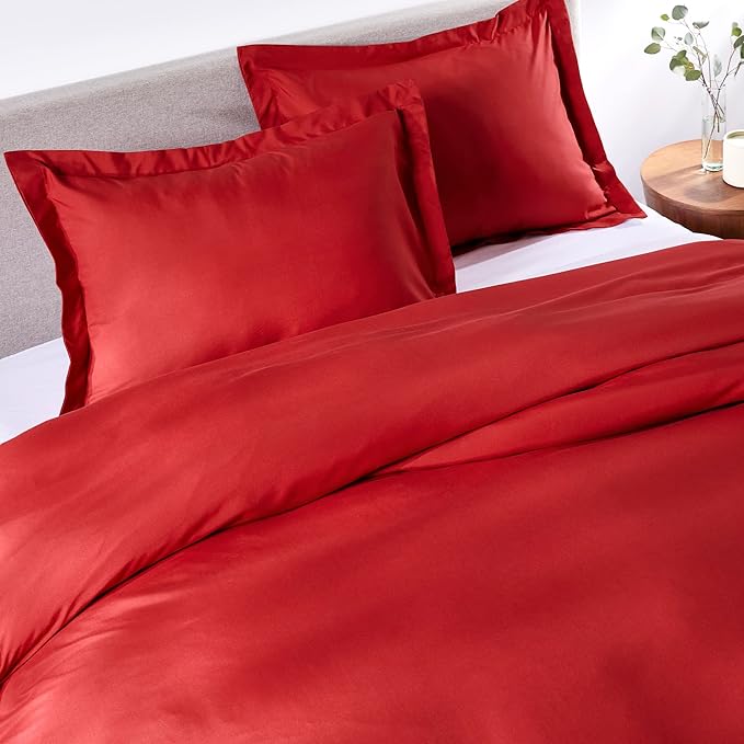 PeachSkinSheets 1500tc Level of Softness Soft Cooling Duvet Cover Set | Queen/Full Size - Red Velvet