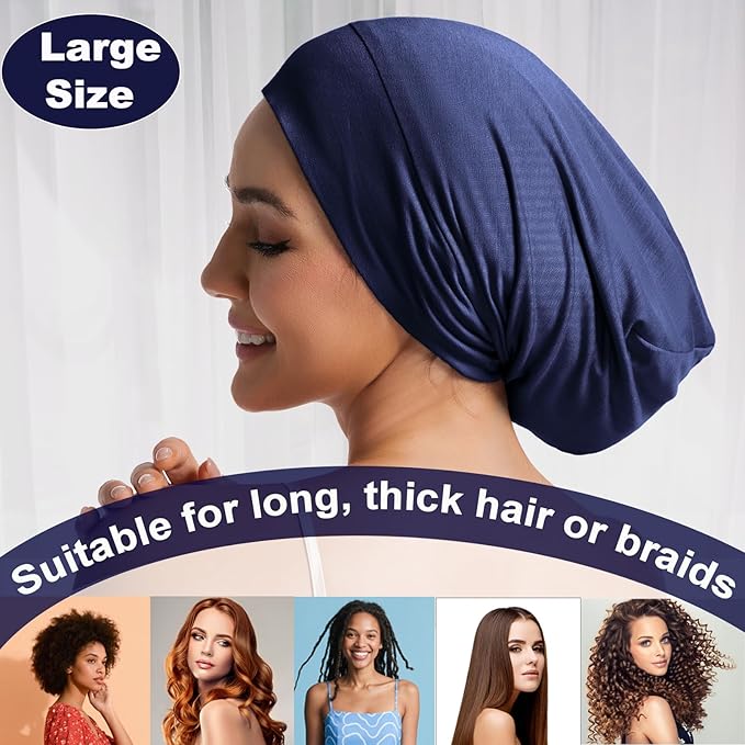 Sleep Cap Bonnet for Sleeping Black Women Men, Adjustable Cooling Lining Bonnets for Curly Hair Wrap Braids Beanie Night Hat