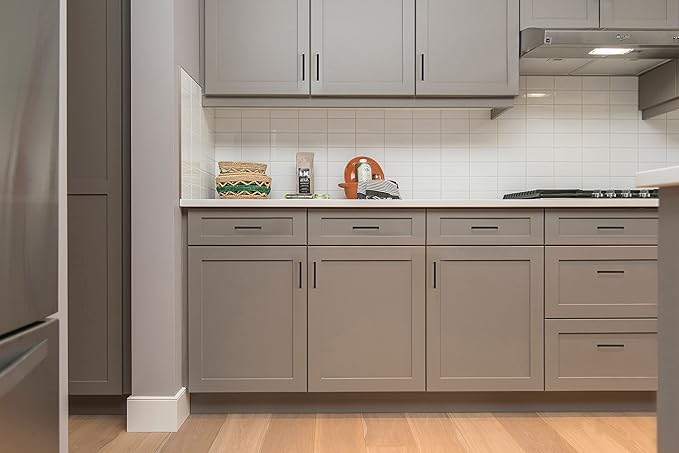 Ravinte 5 Pack Solid 3-1/2 Inch Center to Center Slim Square Bar Drawer Handles Kitchen Cabinet Handles Black Drawer Pulls Kitchen Cabinet Hardware Matte Black