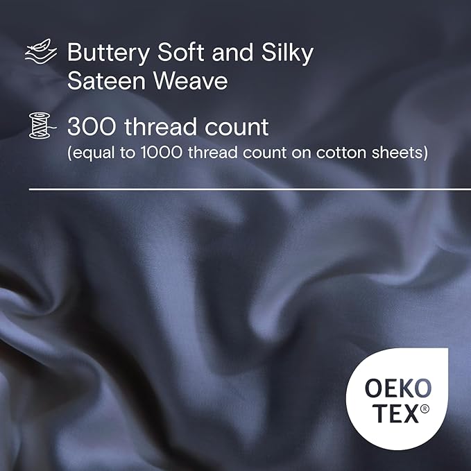 DOZ Duvet Cover Set, 100% Viscose derived from Bamboo, Organically Grown, Buttery Soft, Cooling Duvet Covers, High GSM, 1 Duvet Cover and 2 Pillowcases, 90"x90" (Sapphire, Full/Queen)