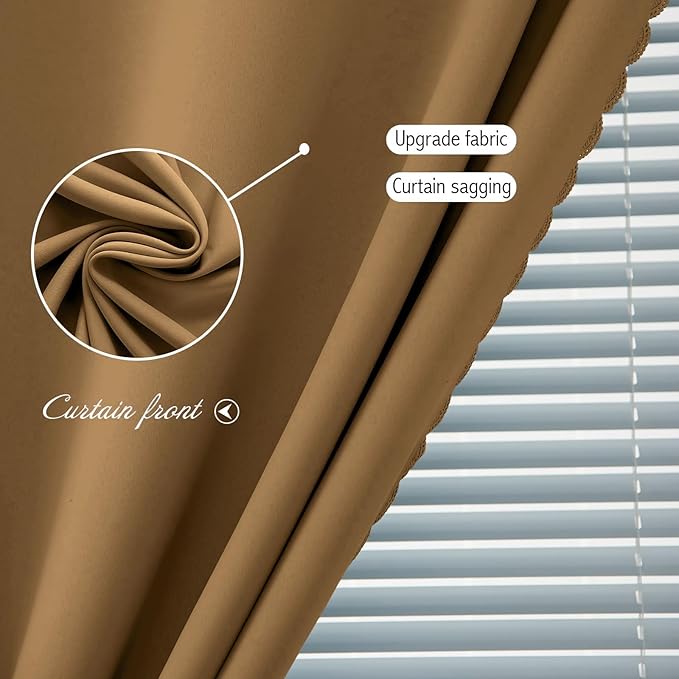 Self Adhesive Curtains, Stick Curtain Blackout Shades Window Cover Curtains for Living Room No Drilling, 47" W X 96" L, Brown, 1 Panel