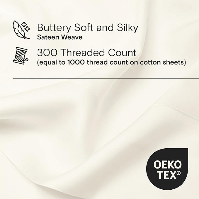 DOZ Duvet Cover Set, 100% Viscose derived from Bamboo, Organically Grown, Buttery Soft, Cooling Duvet Covers, High GSM, 1 Duvet Cover and 2 Pillowcases, 90"x90" (Ivory, Full/Queen)