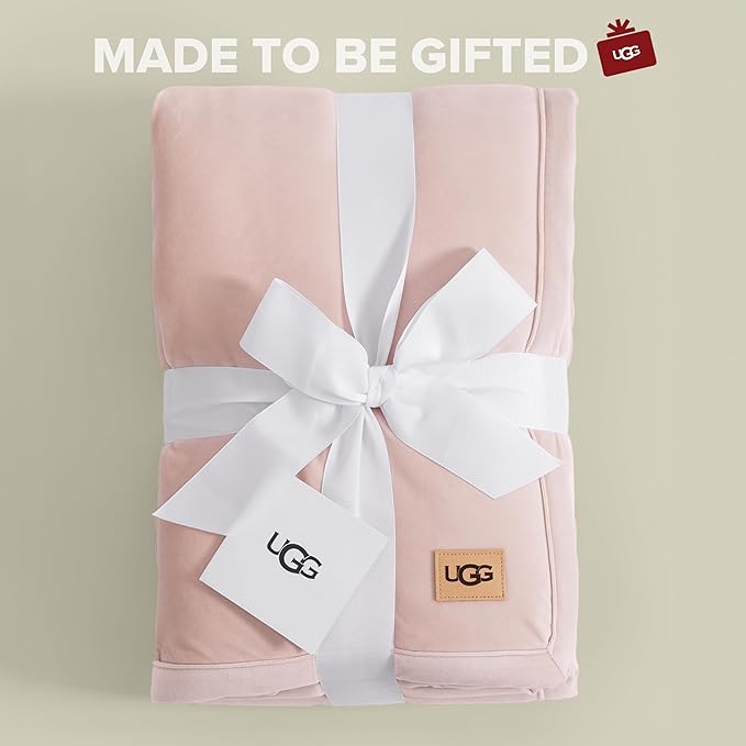 UGG Bliss Throw Blanket Plush Soft Fleece Fluffy Blankets for Bed or Couch Oversized Warm Reversible Machine Washable Medium Weight Home Decor Giftable Throw, 50-inch x 70-inch, Quartz Pink