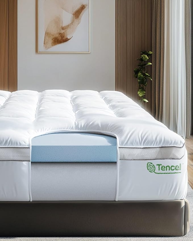 ViscoSoft 3 Inch Pillow Top Memory Foam Mattress Topper Full - Cooling Hybrid Lux Dual Layer Mattress Pad - CertiPur-US Certified