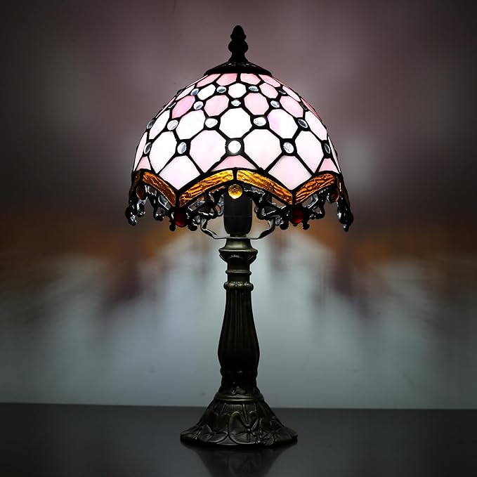 Tiffany Table Lamp Suitable for Bedroom Bedside Tables, Living Rooms, Tiffany lamp, Stained Glass Table lamp, Size 8×8×15 inches, can be Used as a Reading lamp in Home Offices