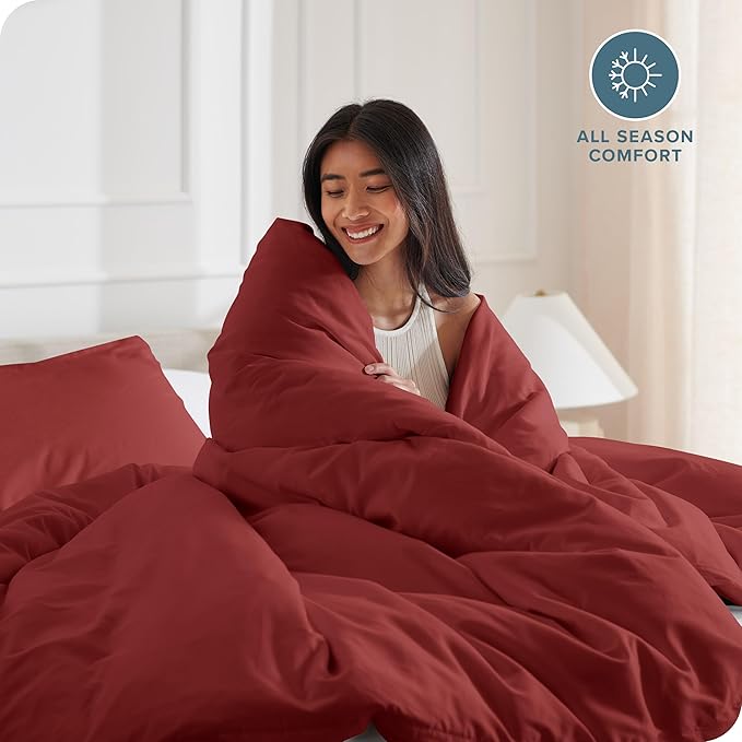 Bare Home Bedding Duvet Cover California King Size - Premium 1800 Super Soft Collection - Lightweight, Cooling - Soft Breathable Bedding Duvet Cover (Cal King, Rosewood)