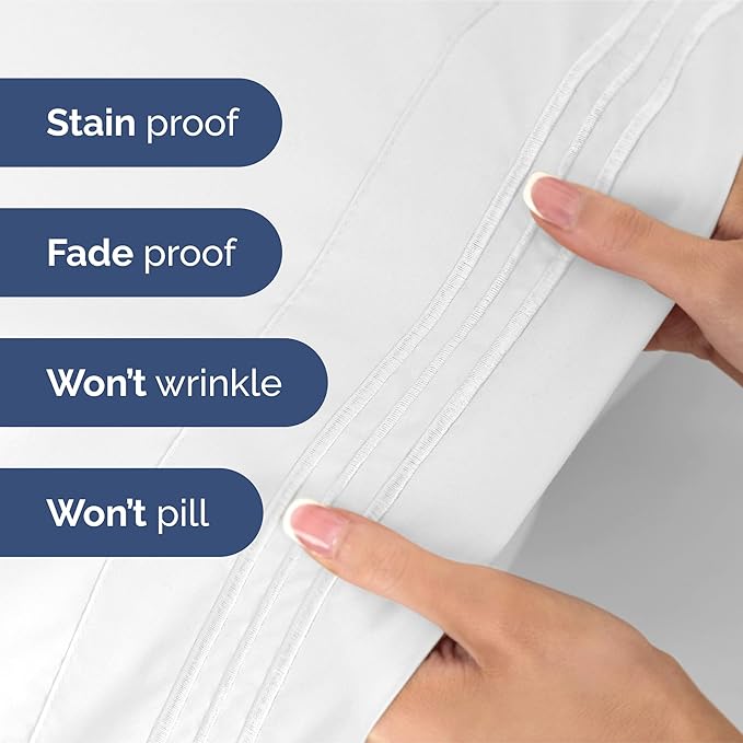 Split King Size 5 Piece Sheet Set - Extra Soft, Breathable & Cooling Sheets - Hotel Luxury Bed Sheets for Women & Men - Deep Pockets, Easy-Fit & Wrinkle-Free Sheets - Bright White Oeko-Tex Bed Sheets