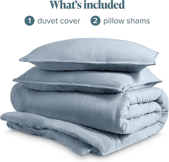 Bare Home Microfiber Duvet Cover Set - Ultra Soft Washed Microfiber - King/California King - Linen-Like Look - Easy Care - Breathable Fabric - Our Softest Duvet Cover Set (King/Cal King, Dusty Blue)