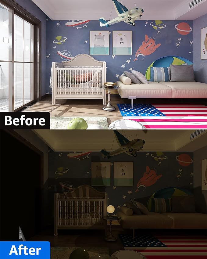 Sumobaby Blackout Curtains for Bedroom Portable 62"x63",No Drill Blackout Shades with Upgraded Hook&Loop Tapes,100% Black Out Window Cover,Thermal Insulated Blinds for Bedroom,Nursery(1 Panel,Black)