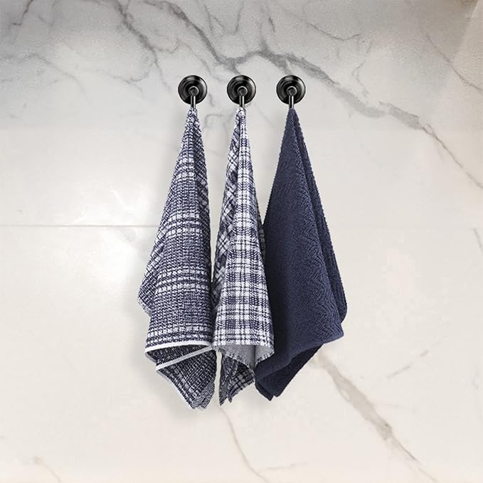 Nautica 100% Cotton Kitchen Towels | Super Absorbent Reusable Cleaning Cloths, Tea Towels, Hand Towels for Drying Dishes | Set of 3 | 18" X 28" | Navy/White Plaid