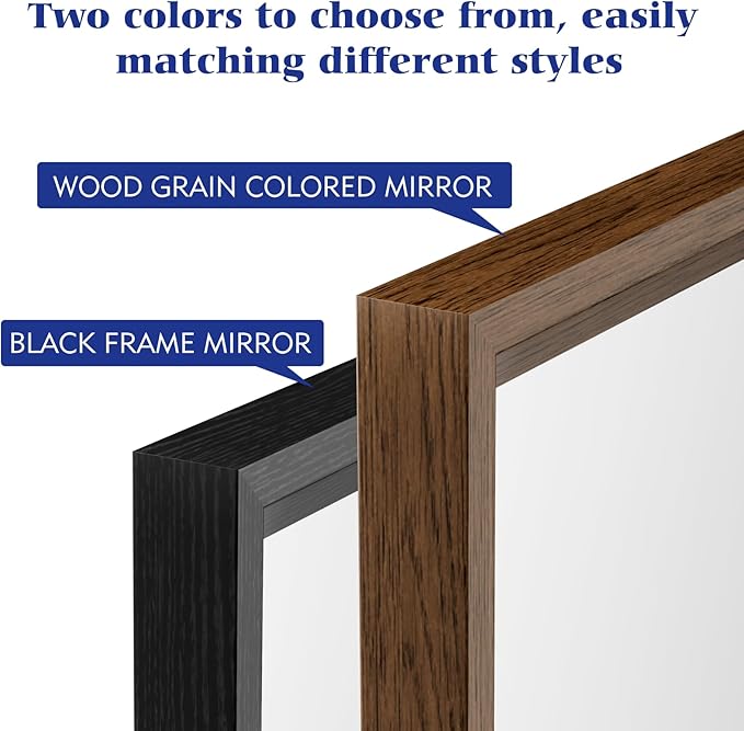 Bathroom Vanity Mirror 24x36 Inch, Walnut Rectangle Bathroom Mirror, Anti-Rust, 4MM Tempered Glass, Wall-Mounted Mirror, Hangs Horizontally or Vertically for Bathroom & Bedroom