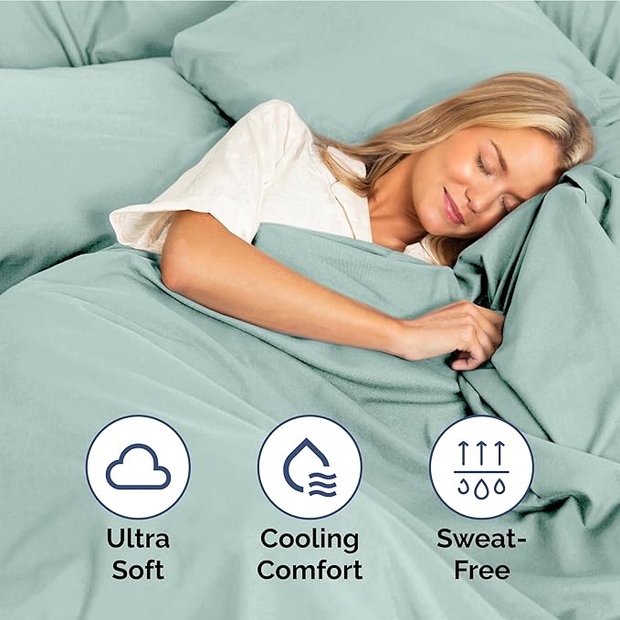 Twin XL Size 3 Piece Sheet Set - Extra Soft, Breathable & Cooling - Hotel Luxury Durable Bed Sheets for Women & Men - Deep Pockets, Easy-Fit & Wrinkle-Free - Light Teal Oeko-Tex