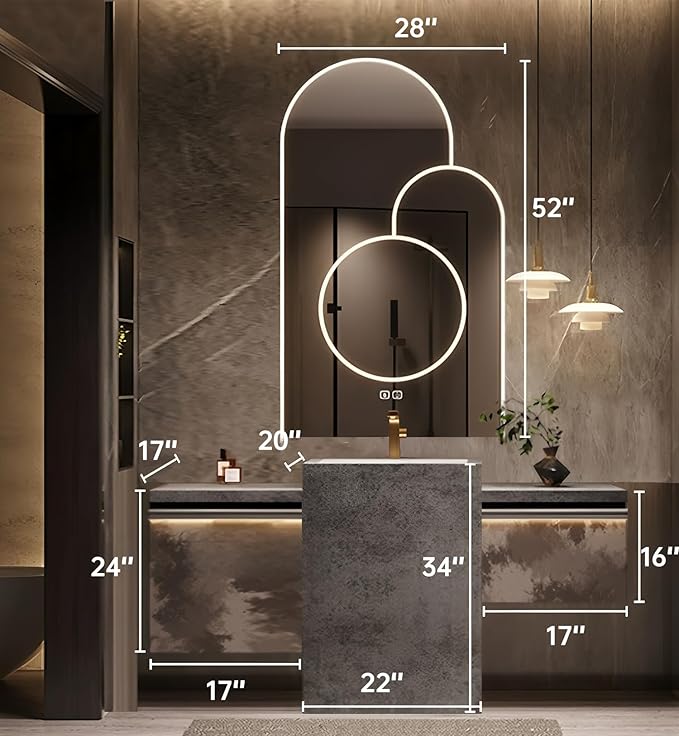 Single Sink Freestanding Bath Vanity, Modern Bath Vanity with LED Smart Mirror, 56IN Solid Wood Floating Bathroom Sink Cabinet with Marble Slate Top and Large Storage Drawer