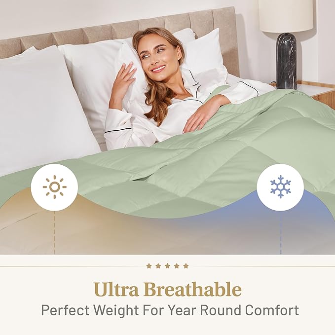 The Ultimate Luxury Fluffy Down Alternative Comforter Plush Premium Duvet Insert Thick Comforter All Season Breathable Hotel Collection Puffy Comforter (King Sage Green) …