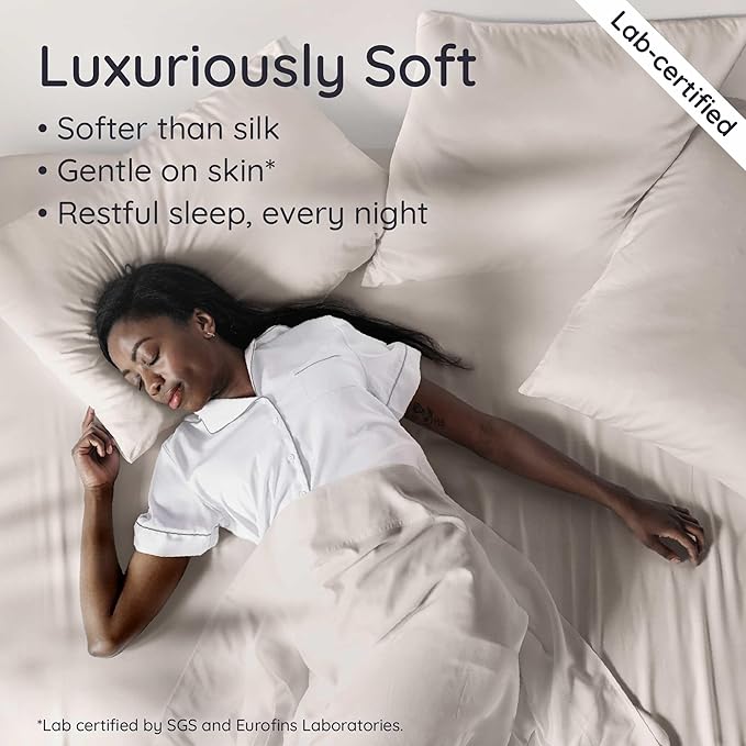 Bambaw 100% Viscose Derived from Bamboo Fitted Sheet Full Size, Cooling Fitted Sheet Full Size, 15’’ Deep Pockets, Ultra Soft Bottom Sheets Only (Sand)