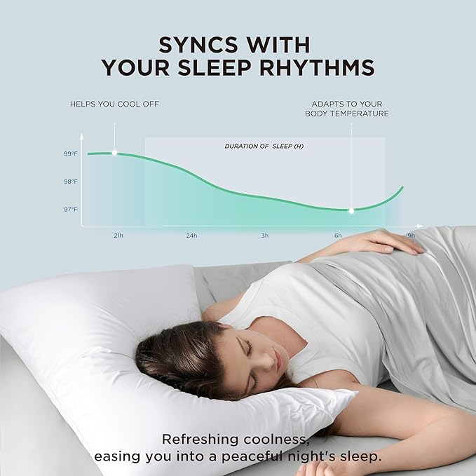 Bedsure Cooling Pillow Cases, Zipper Pillow Cases Queen Size Set of 2, Cool Pillowcases for Hot Sleepers & Night Sweats, Soft & Breathable Cold Pillow Cover for Hair & Skin, Gift, White, 20x30 Inches