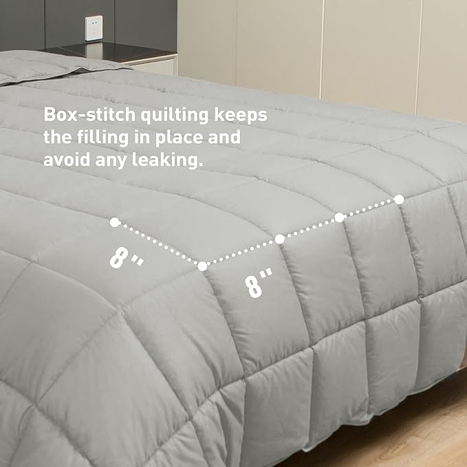 sunflower California King Duvet Insert Comforter Down Alternative Filling Cotton Shell All Season Hypoallergenic Warm Breathable Noiseless Machine Washable 96"x102" with Corner Taps Silver Gray