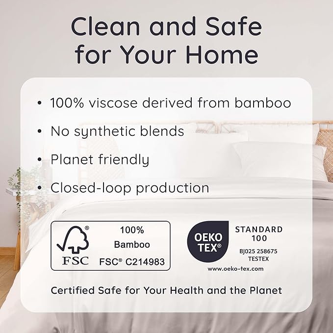 Bambaw 100% Viscose Derived from Bamboo Fitted Sheet Twin Size, Cooling Fitted Sheet Twin Size, 15’’ Deep Pocket, Breathable & Soft Sheets (Sand)