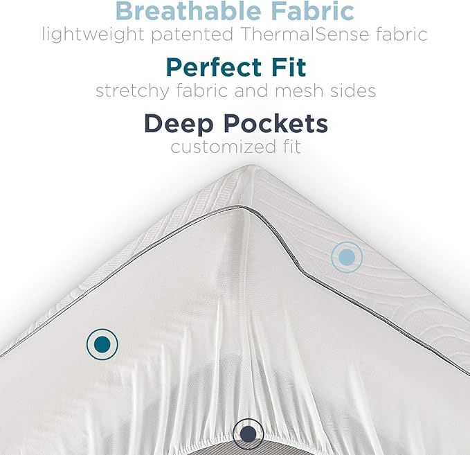 Tempur-Pedic TEMPUR-Protect Waterproof Mattress Protector, King, White