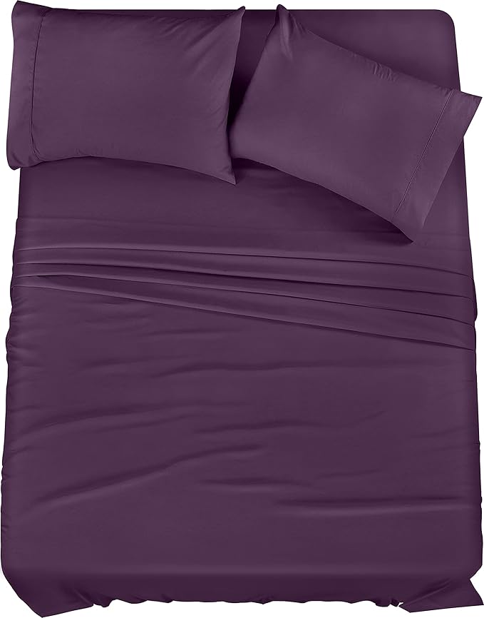 Utopia Bedding King Bed Sheets Set - 4 Piece Bedding - Brushed Microfiber - Shrinkage and Fade Resistant - Easy Care (King, Purple)