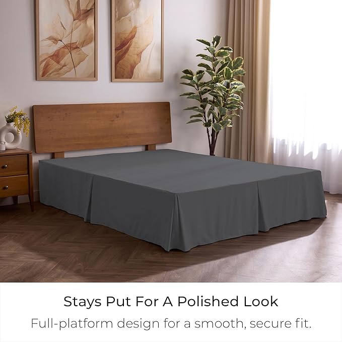 Mellanni Bed Skirt Twin XL Size - Bed Skirting - 15-Inch Tailored Drop Pleated Dust Ruffle - Hotel Luxury Bedding - Wrinkle, Fade, Stain Resistant - 1 Bedskirt (Twin XL, Gray)