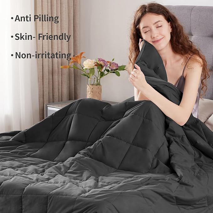 Weighted Blanket Queen/King Size (80"x87" 15lbs),Ultra Soft and Cozy Cooling Weighted Blanket for Adult,Heavy Blanket with Machine Washable Soft Blanket, Black