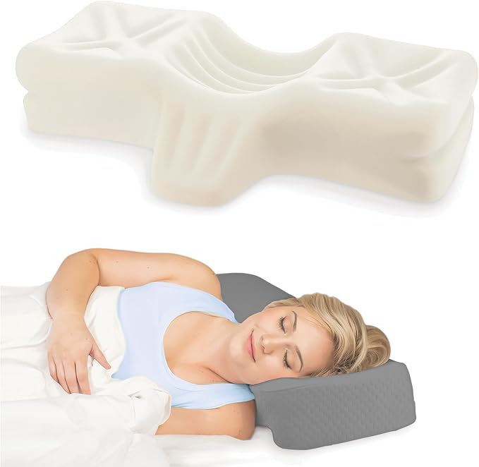Therapeutica Lite Cervical Orthopedic Foam Pillow - Neck Support Pillow for Side & Back Sleepers - Ergonomic Pillow for Neck Support, Relief, & Spinal Alignment – Average Size, Medium Firmness, Gray