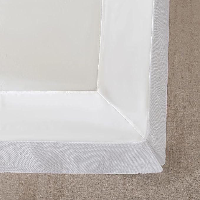 King Bed Skirt, Wrap Around Bed Skirt with Pleated Corner, 16 Inch Drop Pleated Waffle Weave Bedskirts, Anti-Slip, Microfiber, White, 16'' King