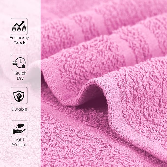 Hand Towels (Pack of 40) Pink Economy Towels Salon Towels - 100% Cotton Spa Towel – 16 x 27 Inches Highly Absorbable, Facial, Gym, Hair, Face Towels Bulk