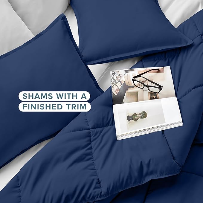 Bare Home Comforter Set - Ultra-Soft - Goose Down Alternative - Premium 1800 Series - All Season Warmth (Twin/Twin XL, Dark Blue)