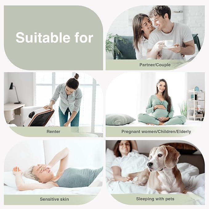 Novilla King Mattress Topper, Extra Thick Pillow Top Mattress Pad with Down Alternative, Breathable Mattress Cover with for 8-21", Machine Washable Fitted Mattress Protector – Green-White