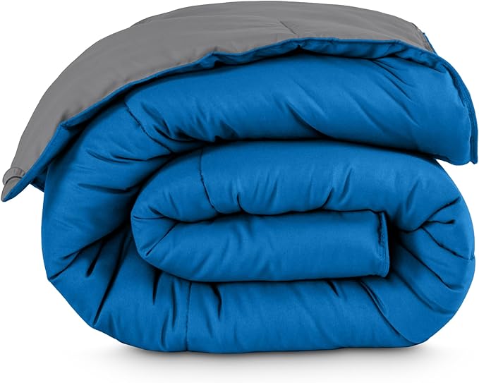 Bare Home Full Comforter - Reversible Colors - Goose Down Alternative - Ultra-Soft - Premium 1800 Series - All Season Warmth - Bedding Comforter (Full, Grey/Medium Blue)