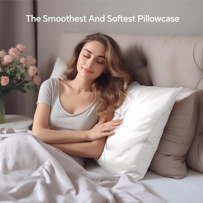 INFIIXSO Mulberry Silk Pillow Case King Size, Silk Pillowcase with Hidden Zipper 20"x36", Extraordinary Smooth and Soft Pillow Cases for Hair and Skin(White, 1 Pack)
