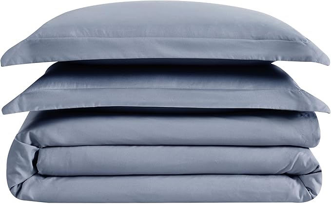 LONDON FOG Garment Washed Solid Duvet Set Blue Microfiber 3-Piece King Duvet Set, Solid Themed, Adult and Teen, Oeko-TEX Certified