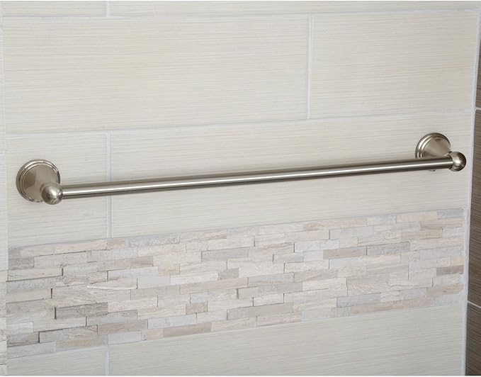 Amazon Basics Straight Modern Towel Bathroom Bar, 24 inch, Satin Nickel