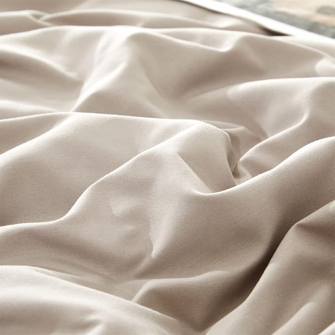 KAREVER Light Khaki Comforter Set Full Size Oatmeal Color Bedding Women 3 Pieces Champagne Full Bed Blanket Set