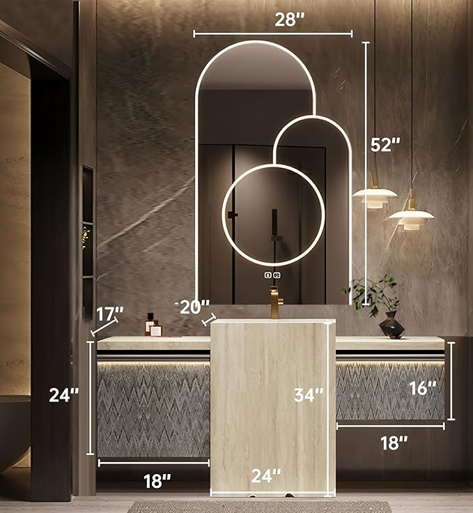 Single Sink Freestanding Bath Vanity, Modern Bath Vanity with LED Smart Mirror, 60IN Solid Wood Floating Bathroom Sink Cabinet with Marble Slate Top and Large Storage Drawer