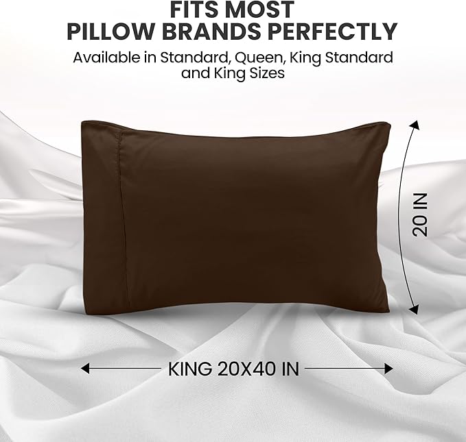 Pillow Covers by Utopia Bedding - King Size 2-Pack – Soft Brushed Microfiber – Perfect for Hospitals, Hotels, Guest Rooms – Oeko-TEX Certified, 20x40 Inches (Brown)
