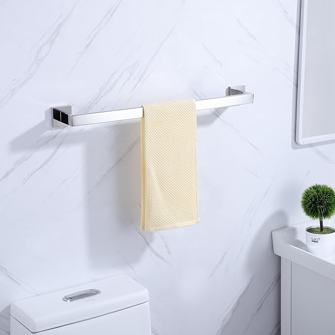 LANC 20-Inche Silver Towel Bars for Bathroom Wall Mounted Chrome Polished Bath Towel Racks Total-22” Towel Rods Stainless Steel Towel Rails for Lavatory Towel Holder Towel Hanger, A8804CP-5P1