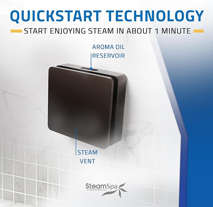 SteamSpa Steam System 21kW Steam Shower Generator with Bluetooth Wifi, Quickstart Continous Steam, Advanced Touch Pad Screen, Chroma Lights, Drain Pan and Auto Drain Oil Rubbed Bronze RVBS2100ORB-A