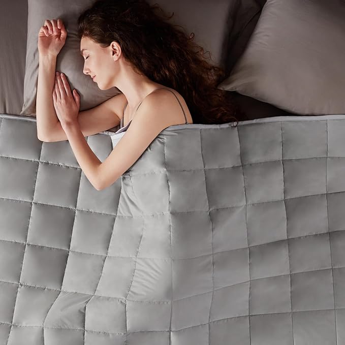 Weighted Blanket Twin Size (48"x72" 20lbs),Ultra Soft and Cozy Cooling Weighted Blanket Twin Size for Adult,Heavy Blanket with Machine Washable Soft Blanket, Stone Grey
