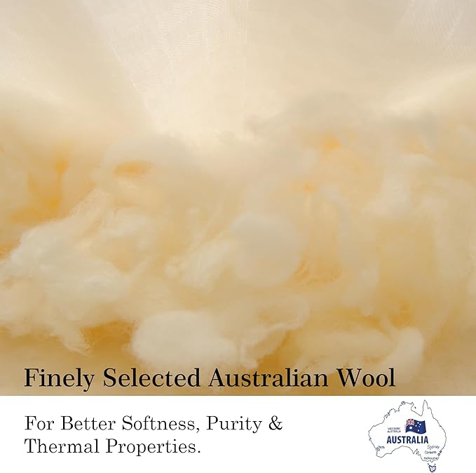CUDDLE DREAMS Wool Comforter Duvet Insert, 100% Australian Wool Filling with Soft Noiseless Cotton Shell, Natural Warmth (Lightweight for Summer, King)