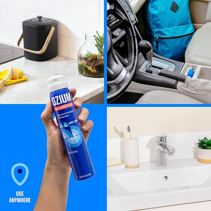 Ozium 3.5 Oz. Air Sanitizer & Odor Eliminator for Homes, Cars, Offices and More, Carbon Black Scent, 2 Pack